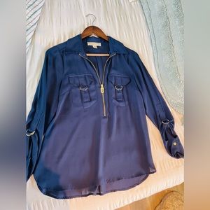 Michael Kors Navy Blue Long Sleeve Blouse